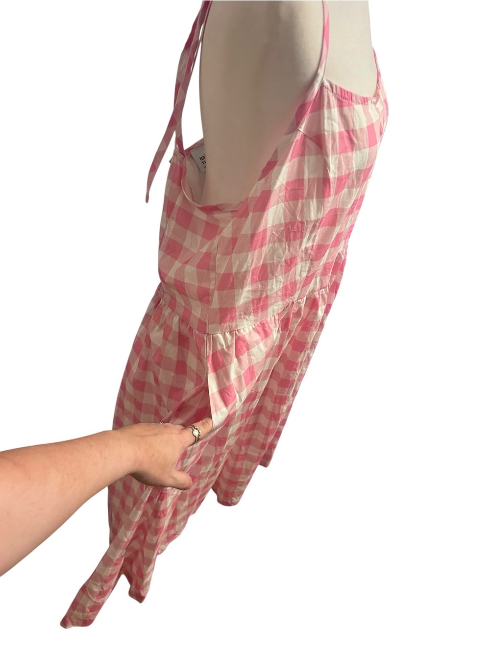 Unique Vintage Pink and White Gingham Midi Dress NWT Cottagecore - Picture 5 of 7